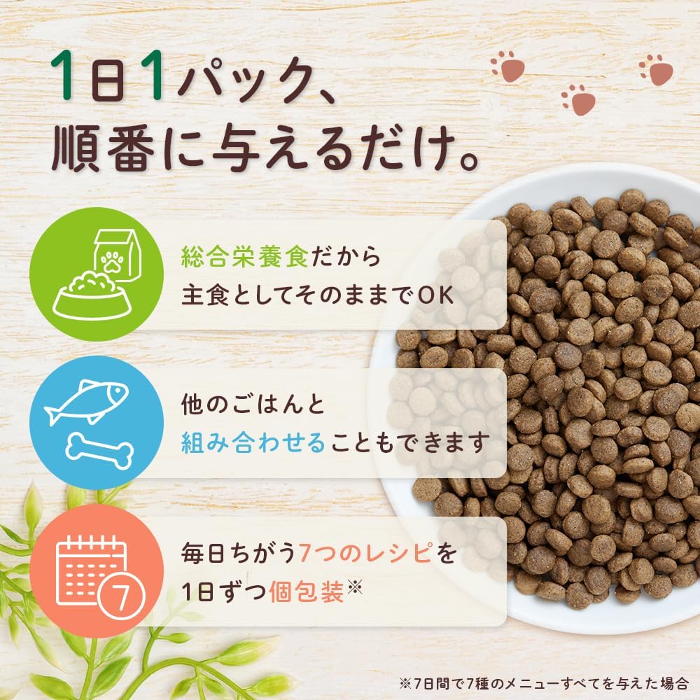7Days Food みんなのごはん |ドッグフード4週間分 2.8kg 4袋(内訳:100g×子袋28個)獣医師監修|飽きやすいワンちゃんに