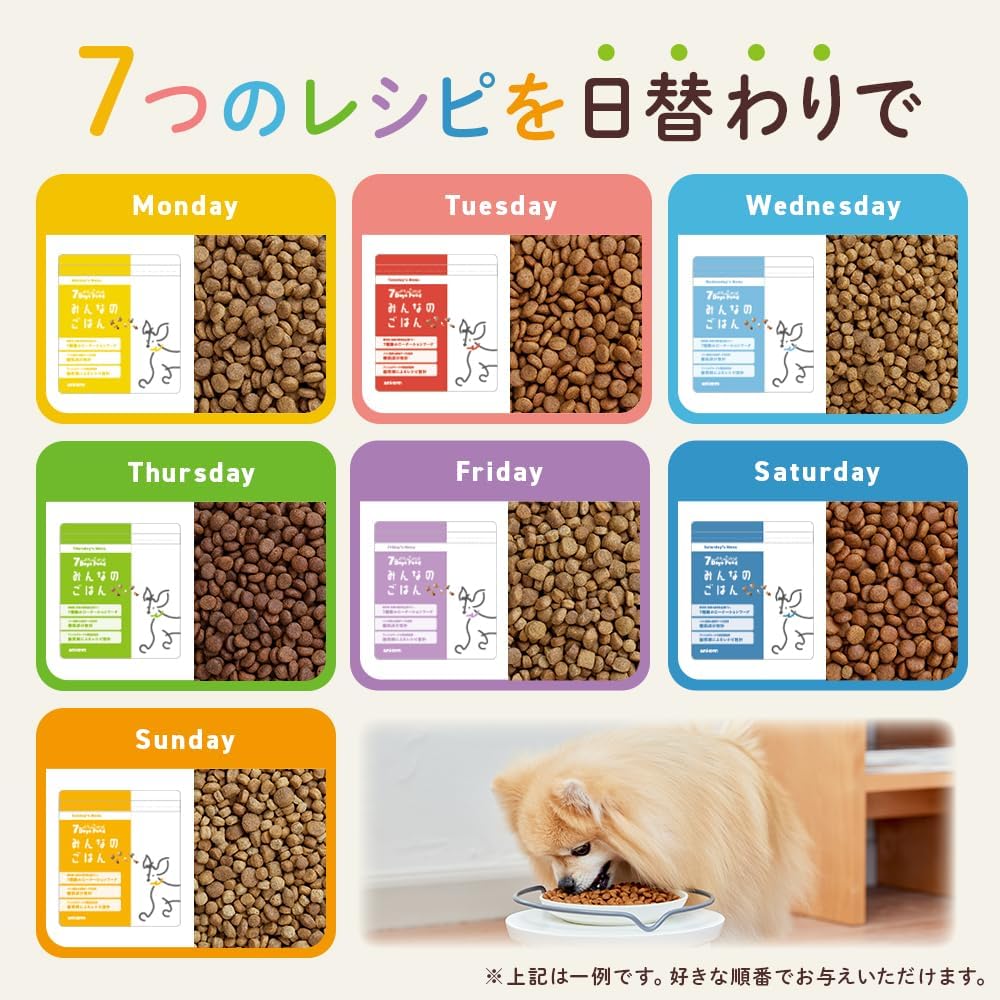 7Days Food みんなのごはん   ｜ドッグフード4週間分 2.8kg 4袋（内訳：100g×子袋28個）獣医師監修｜飽きやすいワンちゃんに